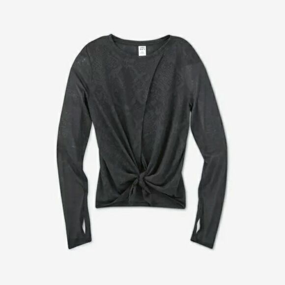 Women's Long Sleeve Snakeskin Tie-Front Top XS New - Picture 4 of 4